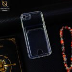 iPhone 7 Cover - Transparent - Soft 4D Design Smart Pocket Card Holder Transparent Clear Soft Case