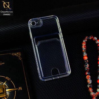 iPhone 7 Cover - Transparent - Soft 4D Design Smart Pocket Card Holder Transparent Clear Soft Case