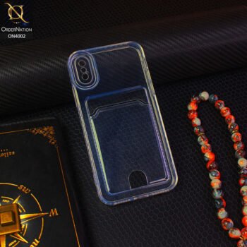 iPhone XS / X Cover - Transparent - Soft 4D Design Smart Pocket Card Holder Transparent Clear Soft Case